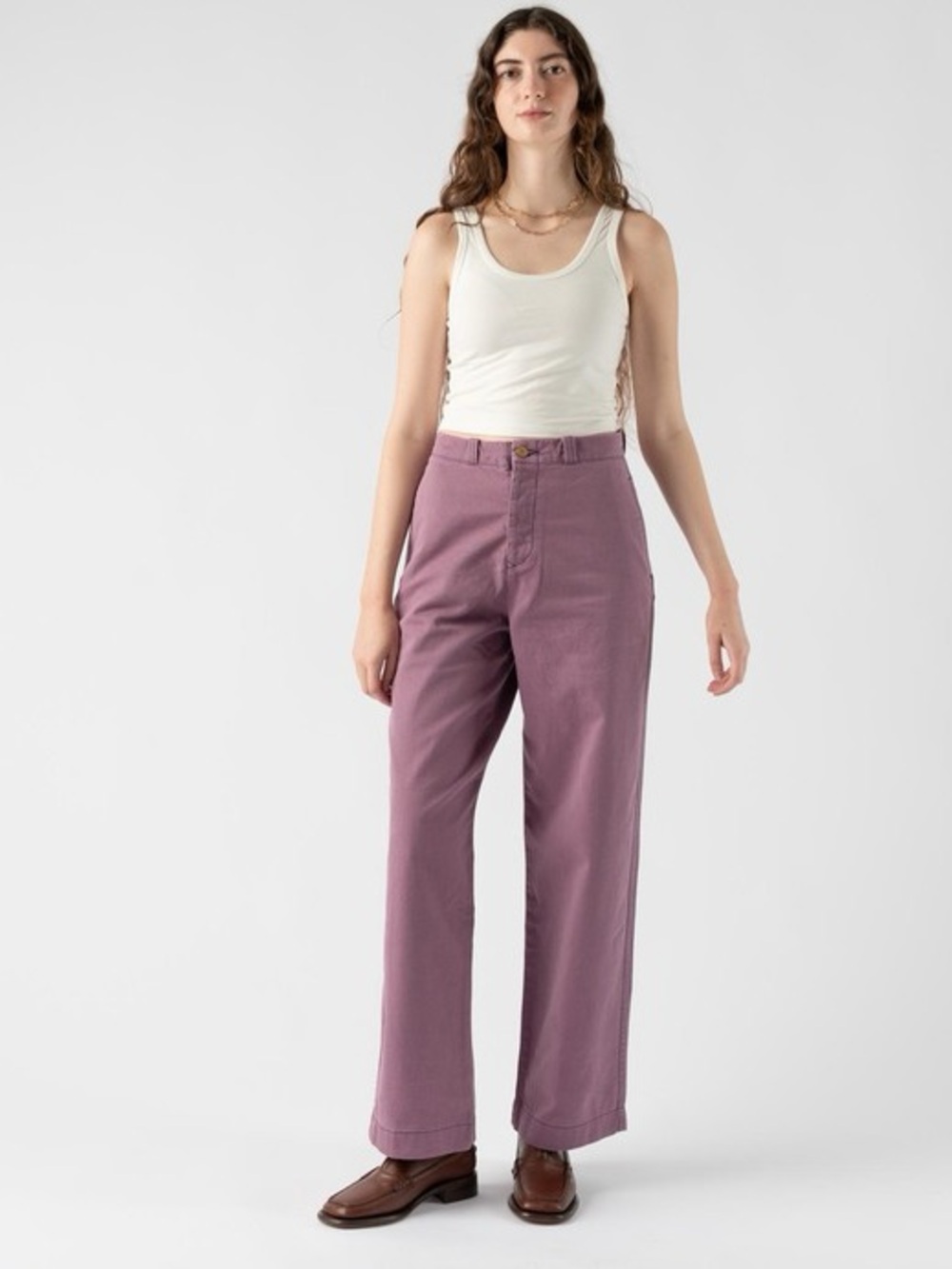 B SIDES High-Rise Chino Straight Leg Pants in Dusty Mauve size 25